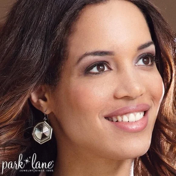 Park Lane Hexagonal Silver-Tone Earrings - Picture 2 of 3